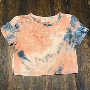 Stylish Tie-Dye Crop Top - Peach and Navy